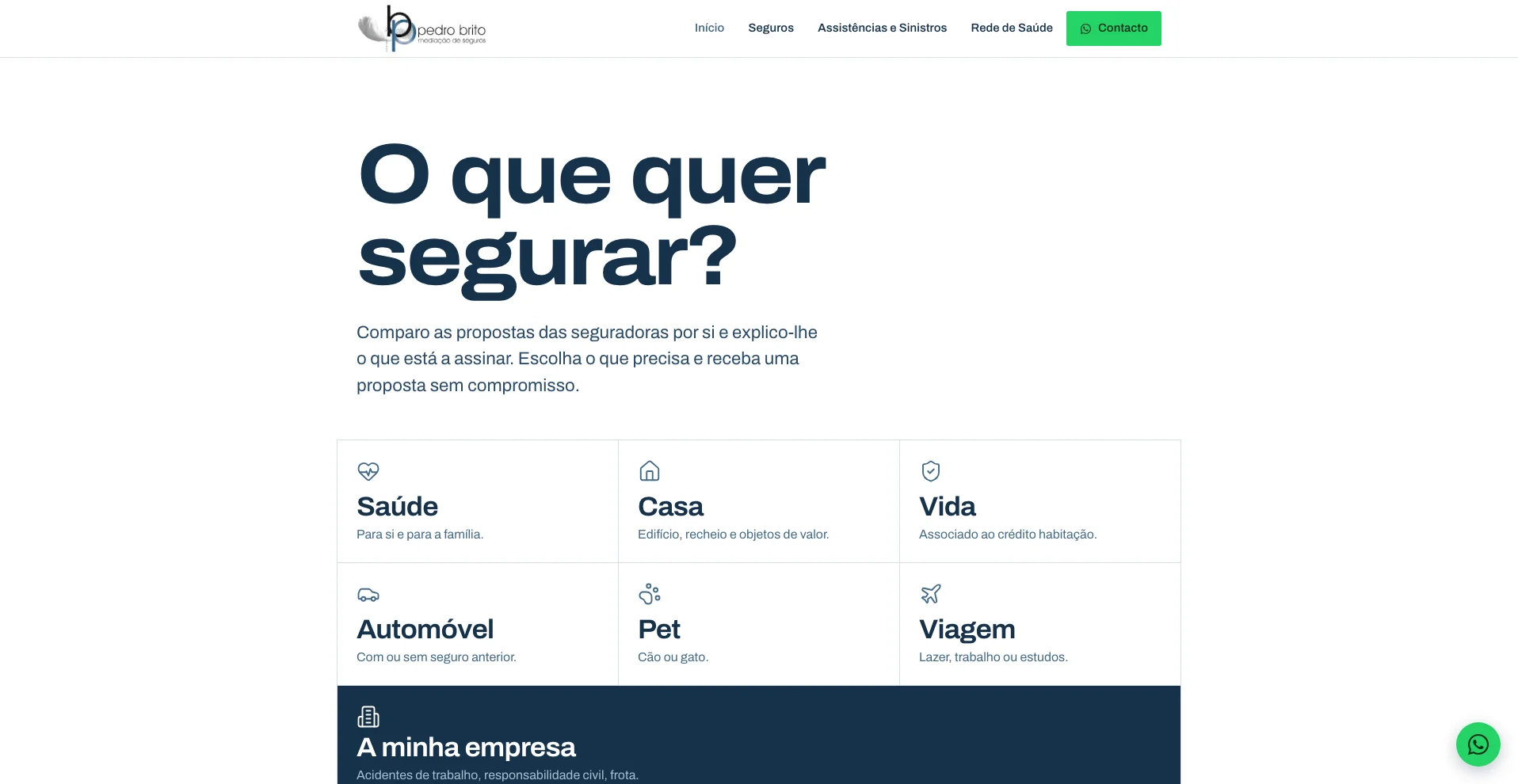 Website Pedro Brito Seguros