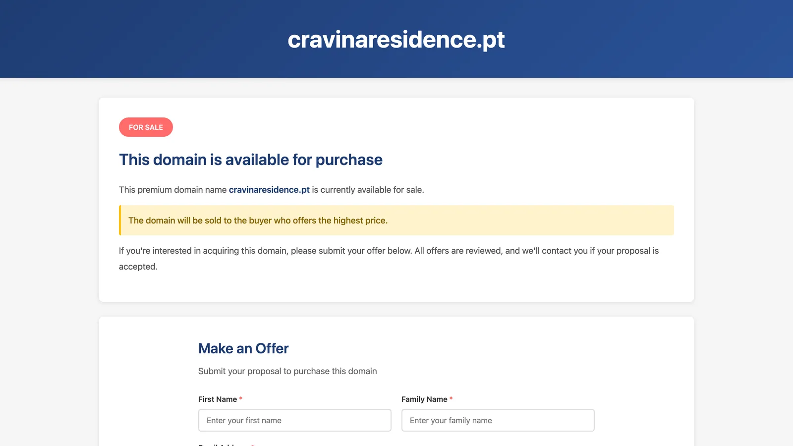 Website Cravina Residence