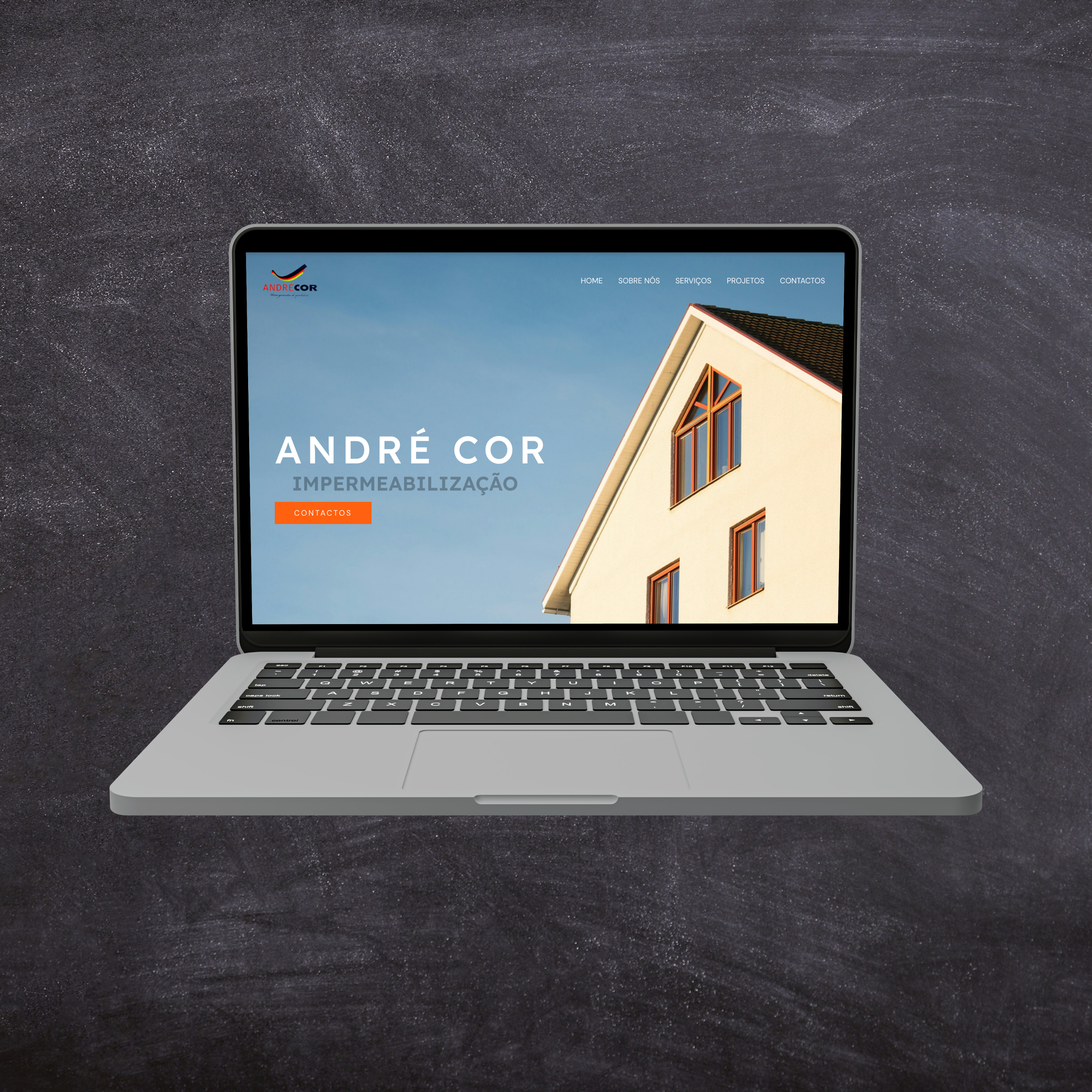 Website de pinturas feito pela SJMedia com uma edição de imagem sob um fundo escuro