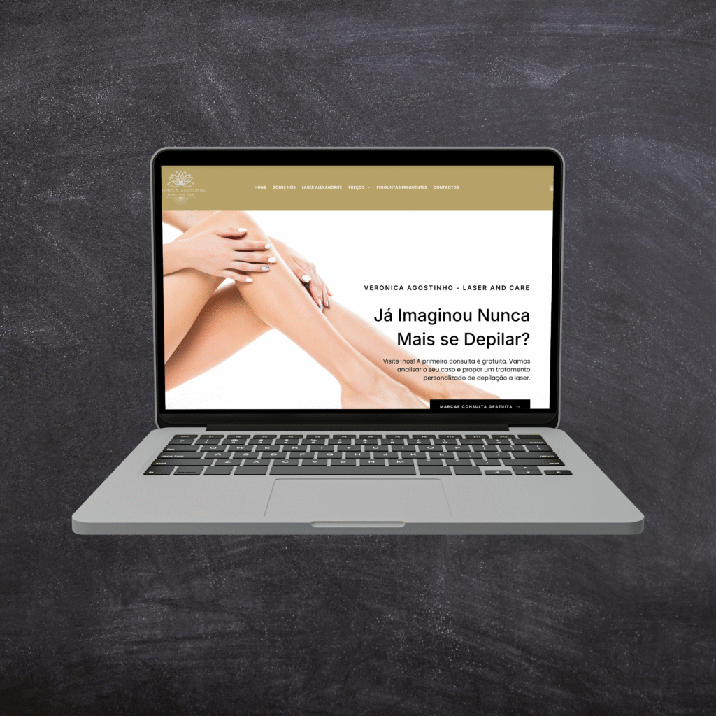 Website de clinica de depilação feito pela SJMedia com uma edição de imagem sob um fundo escuro
