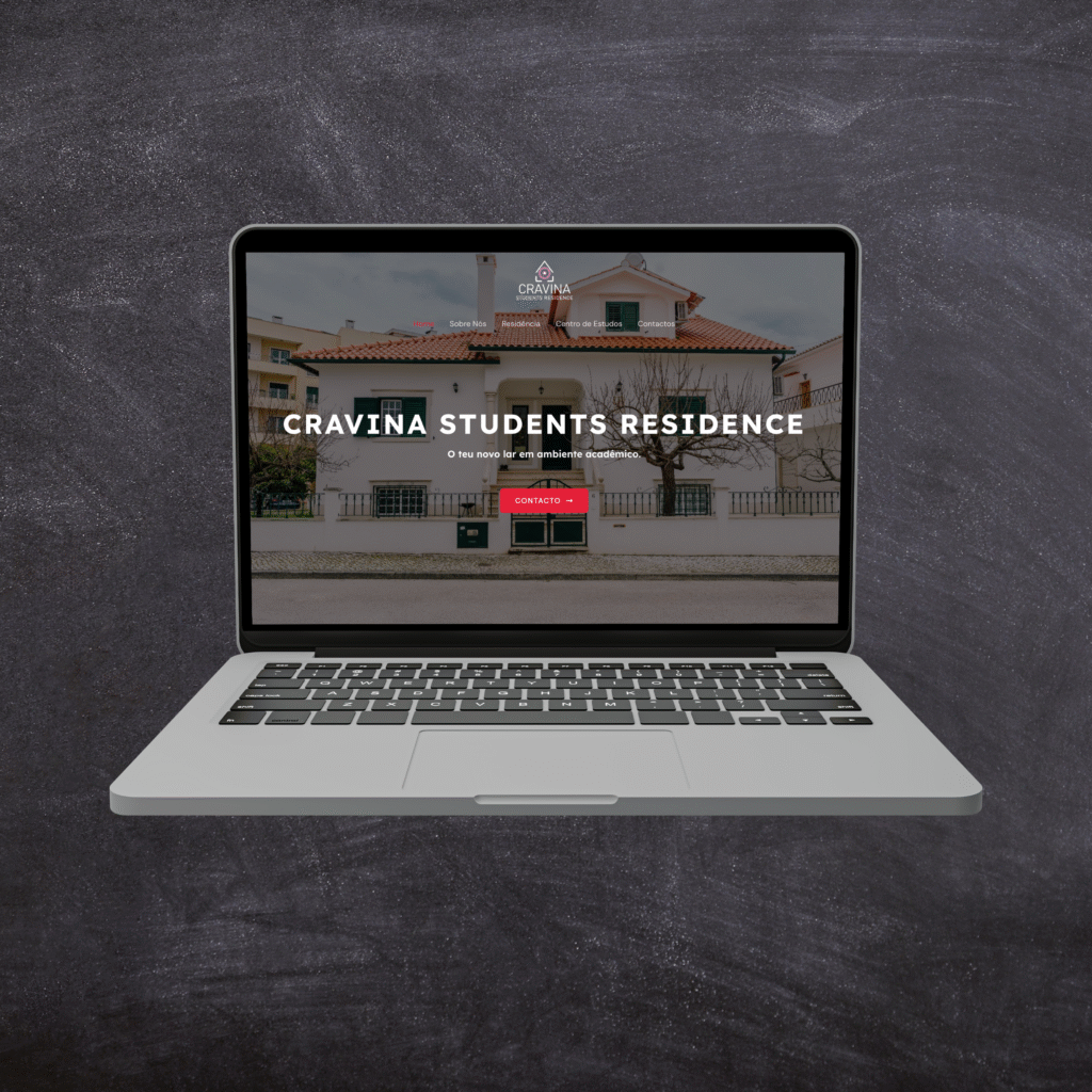 Website de uma residencial feito pela SJMedia com uma edição de imagem sob um fundo escuro